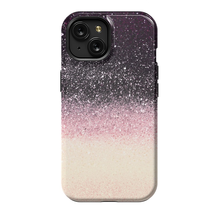 iPhone 15 StrongFit Half black cream glitter star dust by Oana 