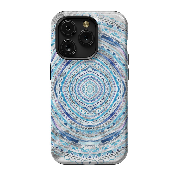 iPhone 15 Pro StrongFit Blue Marbling Mandala  by Tigatiga