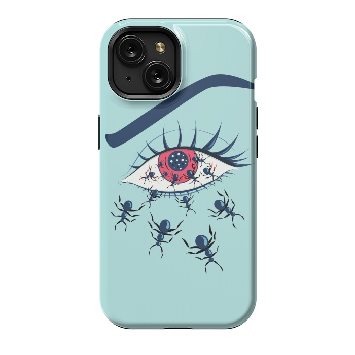 iPhone 15 StrongFit Weird Creepy Red Eye With Crawling Ants by Boriana Giormova