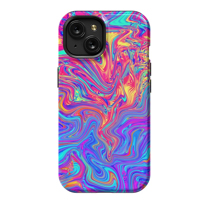 iPhone 15 StrongFit Abstract Colorful Waves by Art Design Works