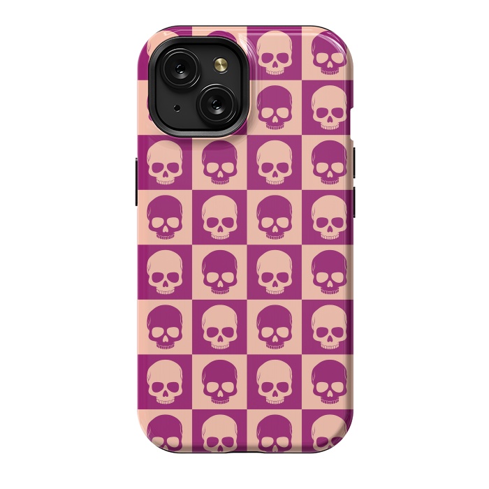 iPhone 15 StrongFit Checkered Skulls Pattern II by Art Design Works