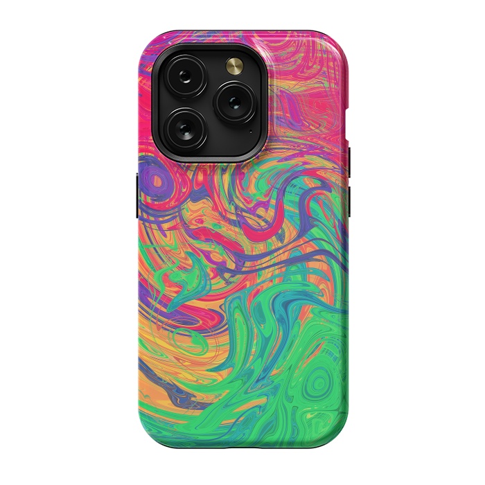 iPhone 15 Pro StrongFit Abstract Multicolored Waves by Art Design Works