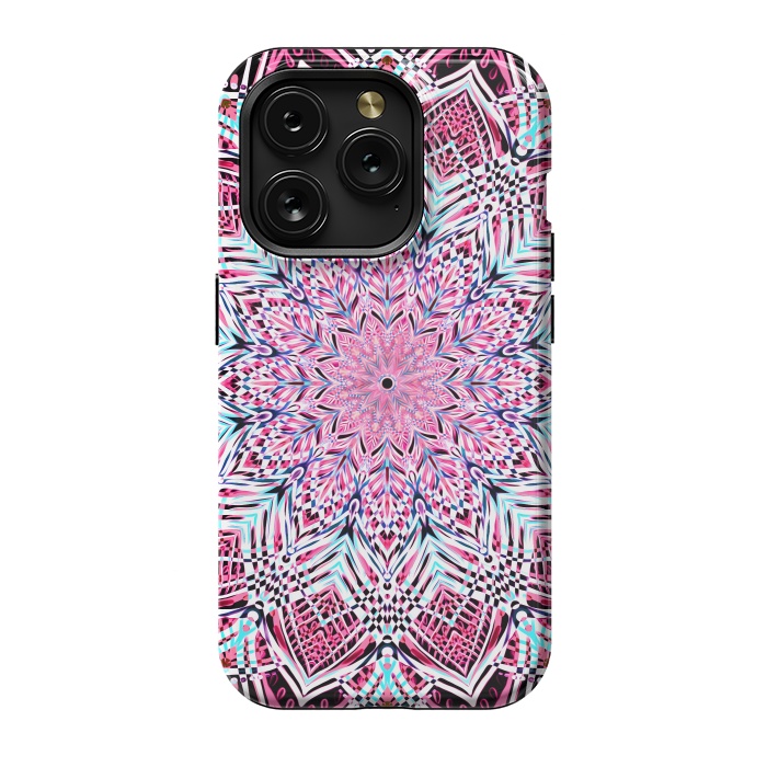 iPhone 15 Pro StrongFit Berry Pink Detailed Mandala by Micklyn Le Feuvre