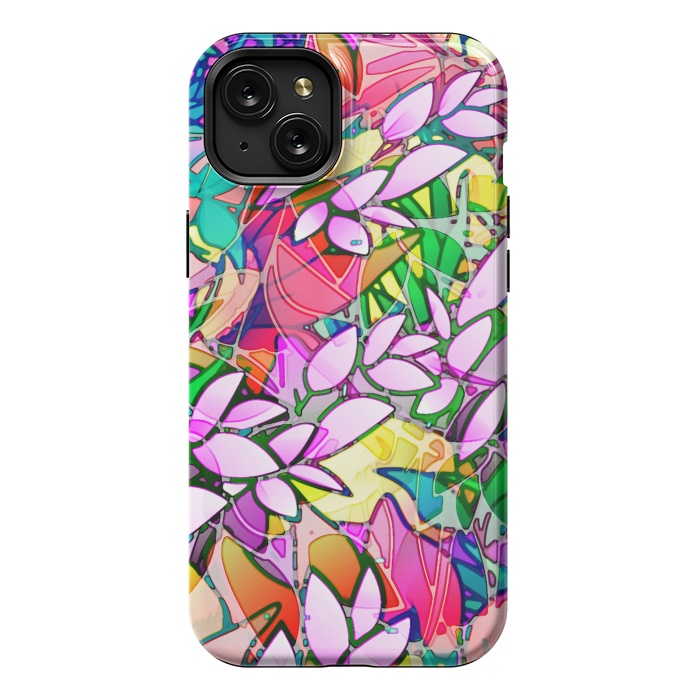 iPhone 15 Plus StrongFit Grunge Art Floral Abstract G130  by Medusa GraphicArt