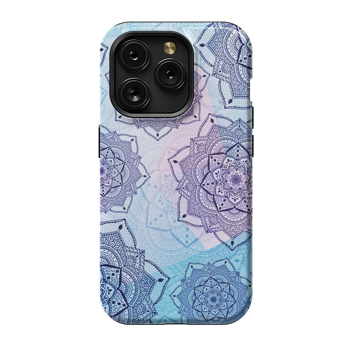 iPhone 15 Pro StrongFit Blue purple mandalas by Jms