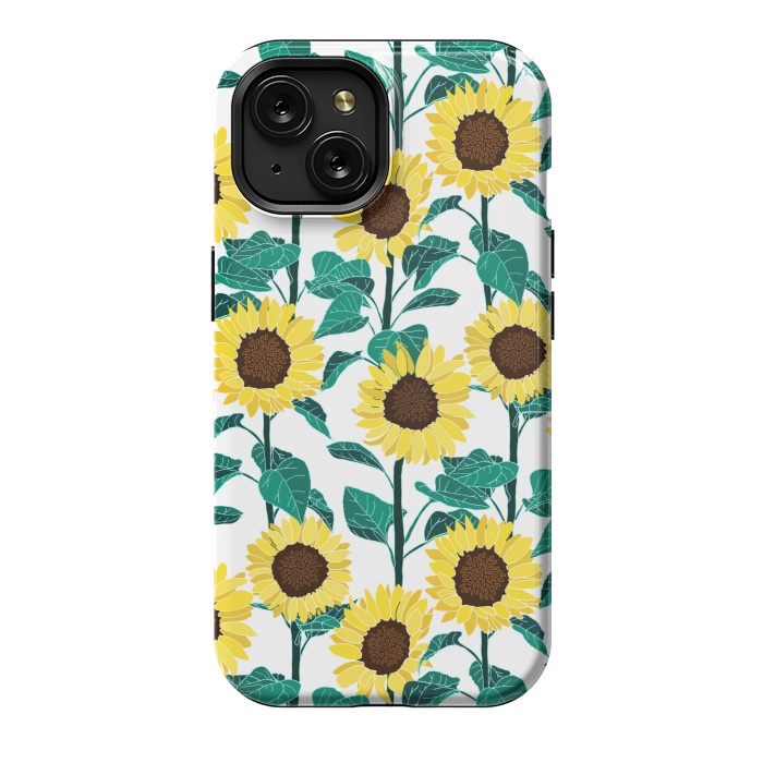iPhone 15 StrongFit Sunny Sunflowers - White  by Tigatiga