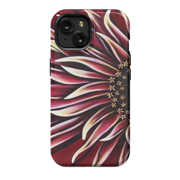 iPhone 15 StrongFit Wild Red Zinnia by Denise Cassidy Wood