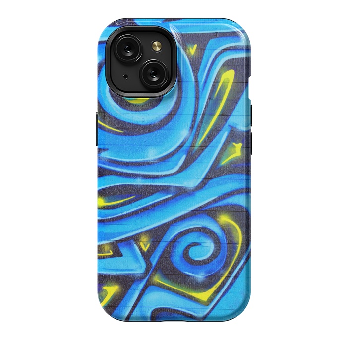 iPhone 15 StrongFit Blue Yellow Graffiti by Andrea Haase