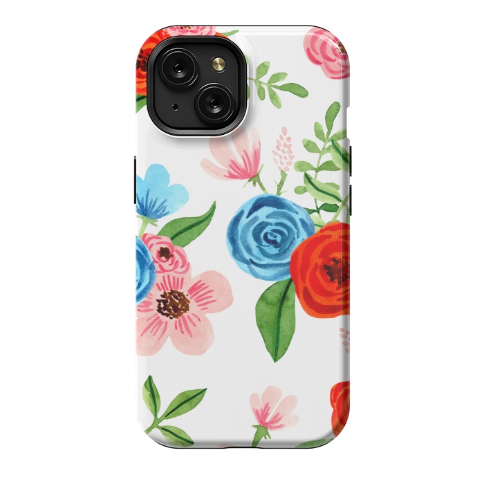 iPhone 15 StrongFit White Ditsy Block Floral Garden Print by Becky Starsmore