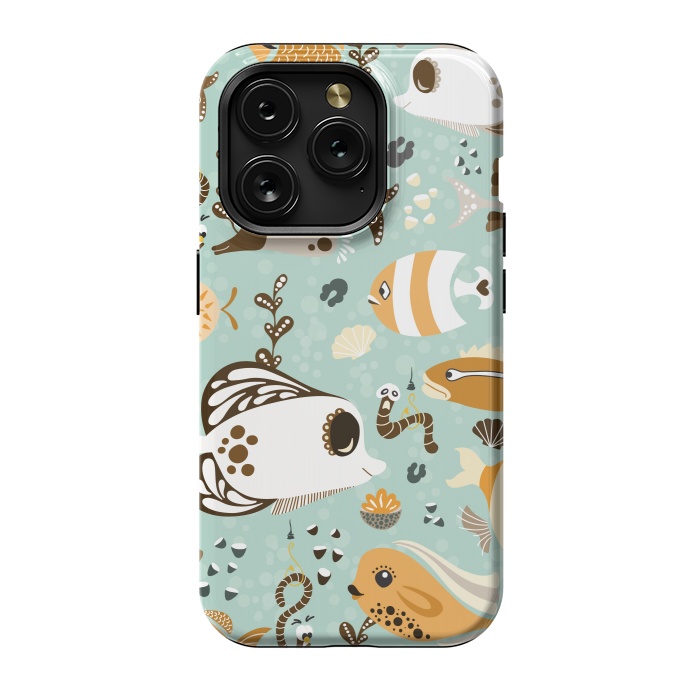 iPhone 15 Pro StrongFit Funny Fish in Orange and Brown by Paula Ohreen