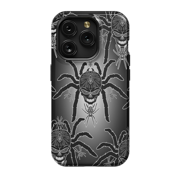 iPhone 15 Pro StrongFit Spider Skull Tattoo Black and Whi by BluedarkArt