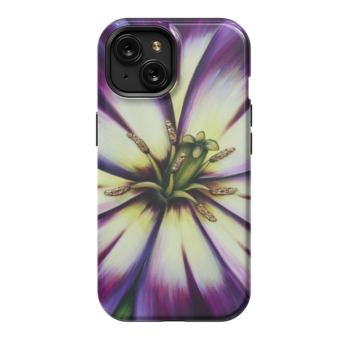 iPhone 15 StrongFit Plum Tulip by Denise Cassidy Wood