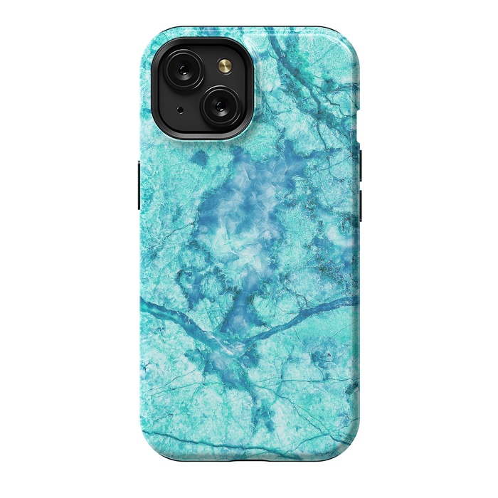 iPhone 15 StrongFit Turquoise Marble by Art Design Works
