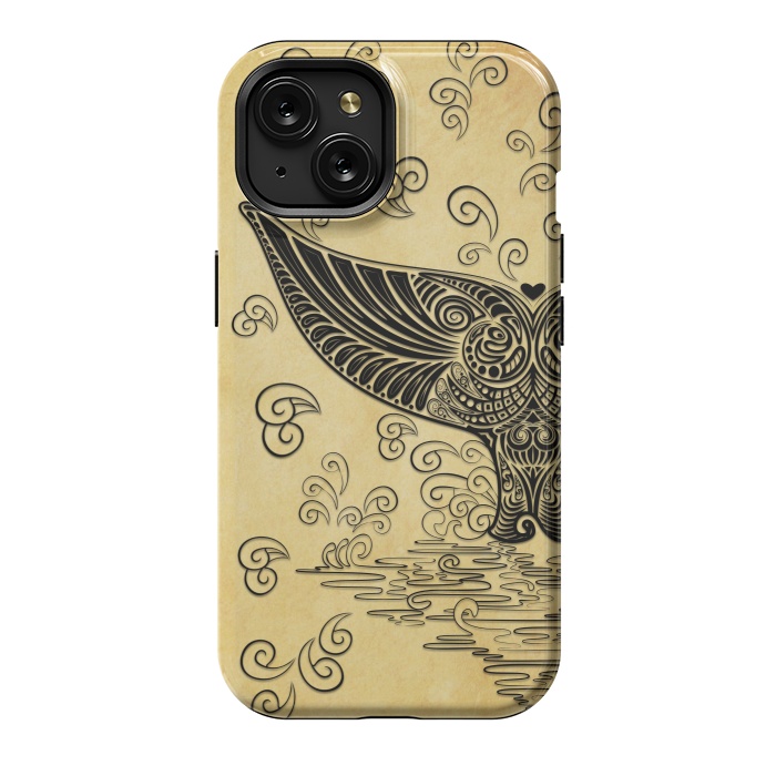 iPhone 15 StrongFit Whale Tail Boho Vintage Tattoo Style by BluedarkArt