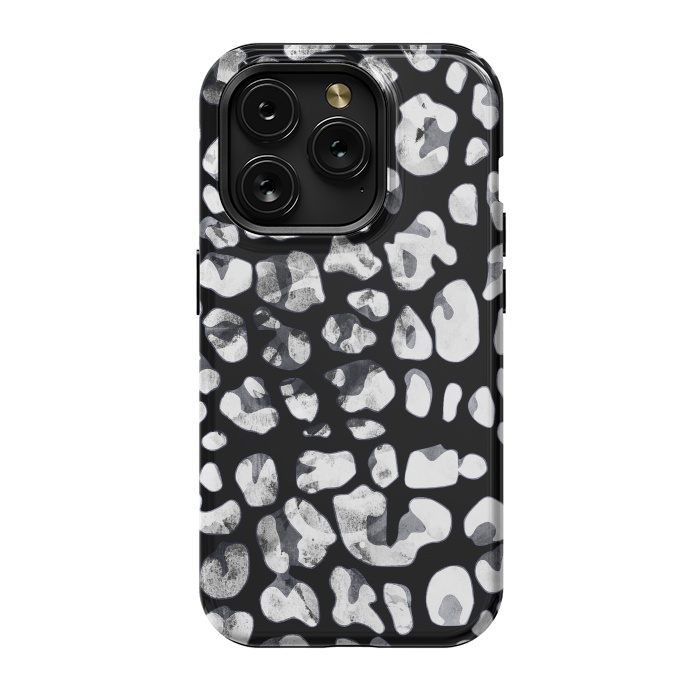 iPhone 15 Pro StrongFit Black and white animal print leopard spots by Oana 