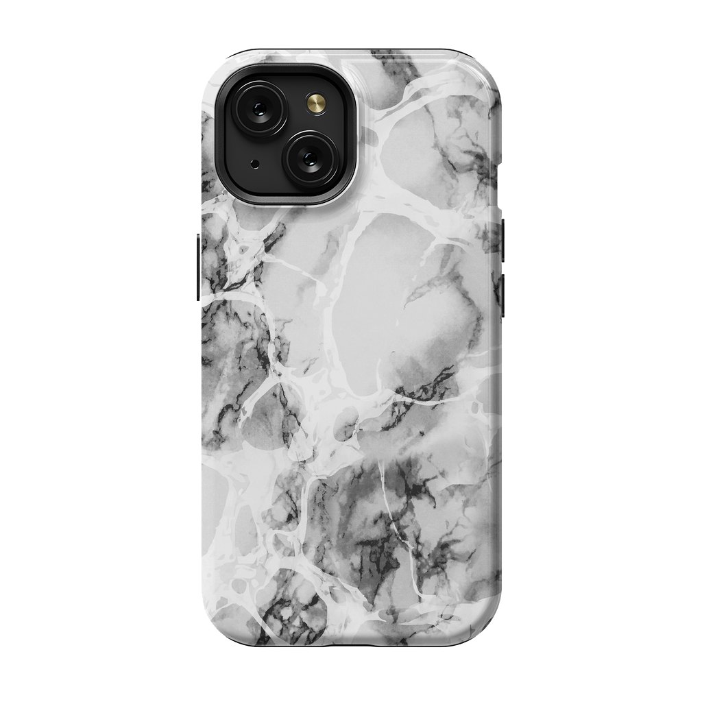 iPhone 15 StrongFit White gray marble artistic texture by Oana 