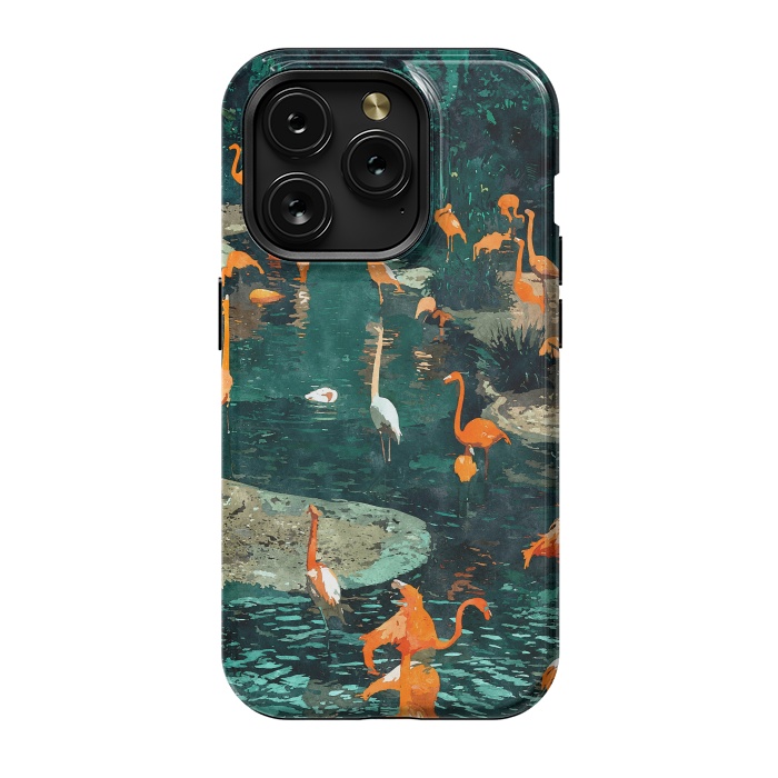iPhone 15 Pro StrongFit Flamingo Creek by Uma Prabhakar Gokhale
