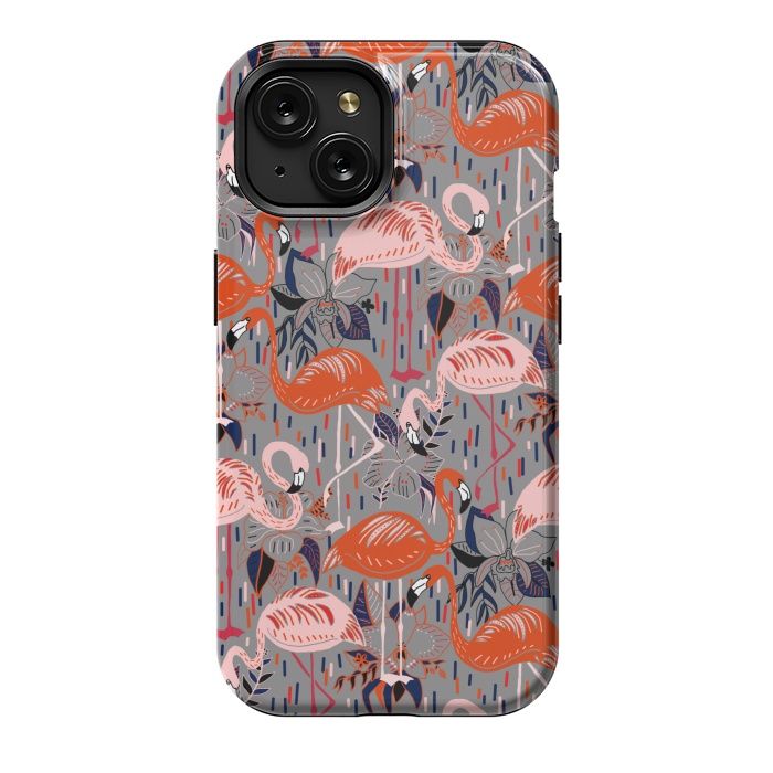 iPhone 15 StrongFit Flamingos  by Tigatiga
