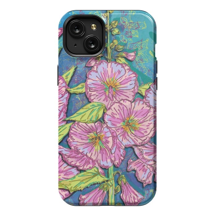 iPhone 15 Plus StrongFit Hollyhocks by Lotti Brown