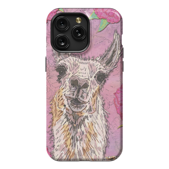 iPhone 15 Pro Max StrongFit Perfectly Pink Llama by Lotti Brown