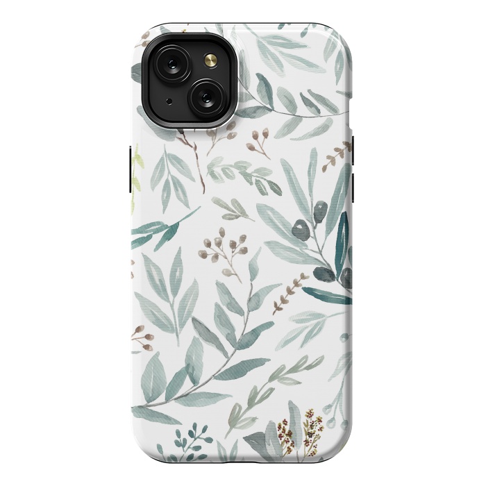 iPhone 15 Plus StrongFit Eucalyptus Pattern by Anis Illustration