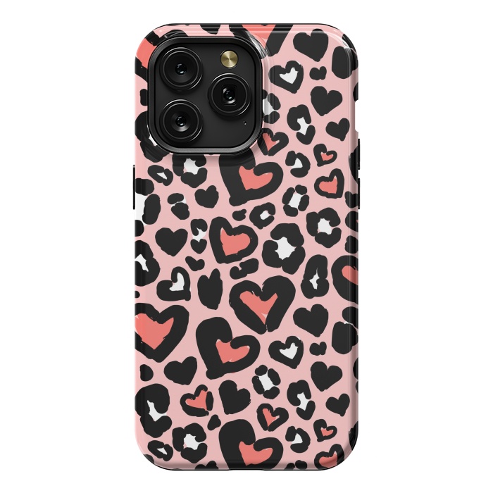 iPhone 15 Pro Max StrongFit Love leopard by Laura Grant