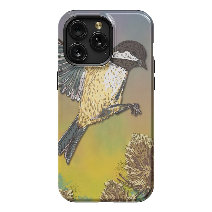 iPhone 15 Pro Max StrongFit Coal Tit and Teasels by Lotti Brown