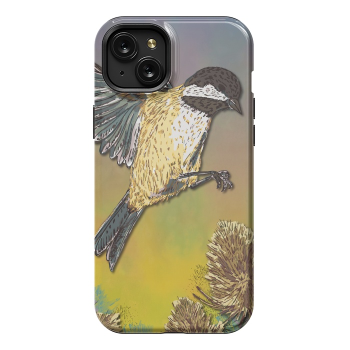 iPhone 15 Plus StrongFit Coal Tit and Teasels by Lotti Brown