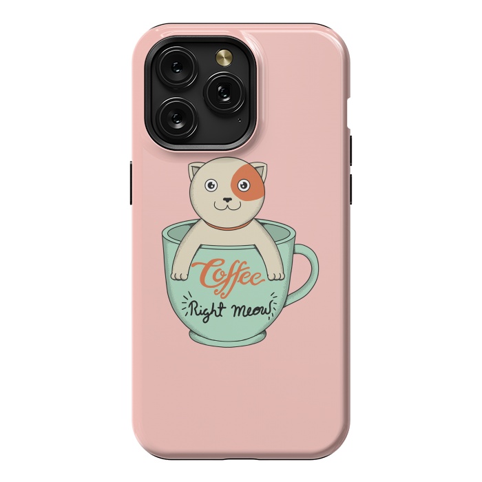 iPhone 15 Pro Max StrongFit Coffee right meow pink by Coffee Man