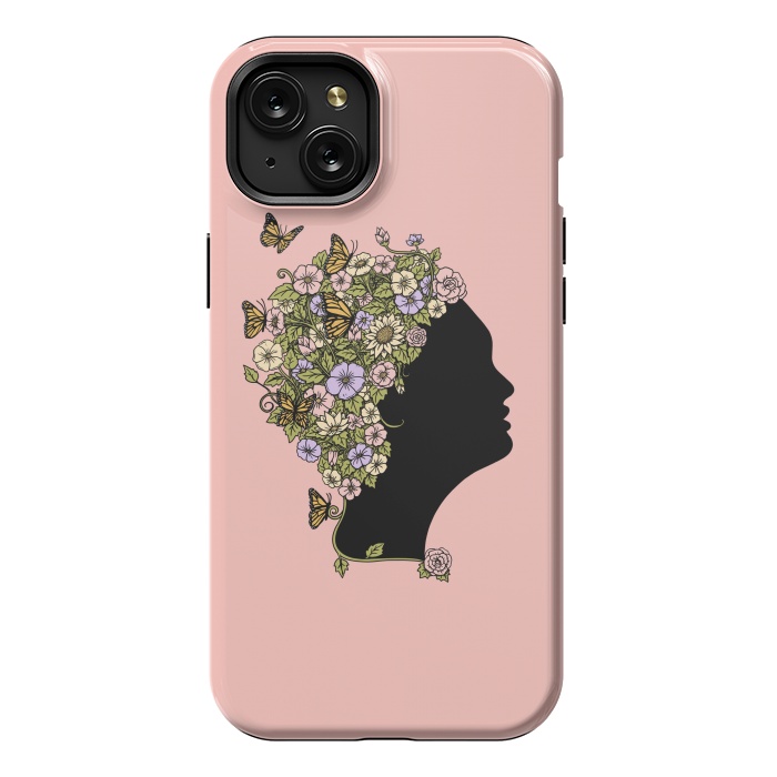 iPhone 15 Plus StrongFit Floral Lady Pink by Coffee Man