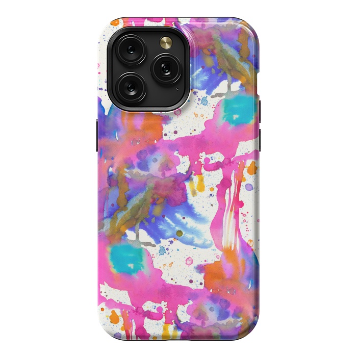 iPhone 15 Pro Max StrongFit Paint Splashes Pink by Ninola Design