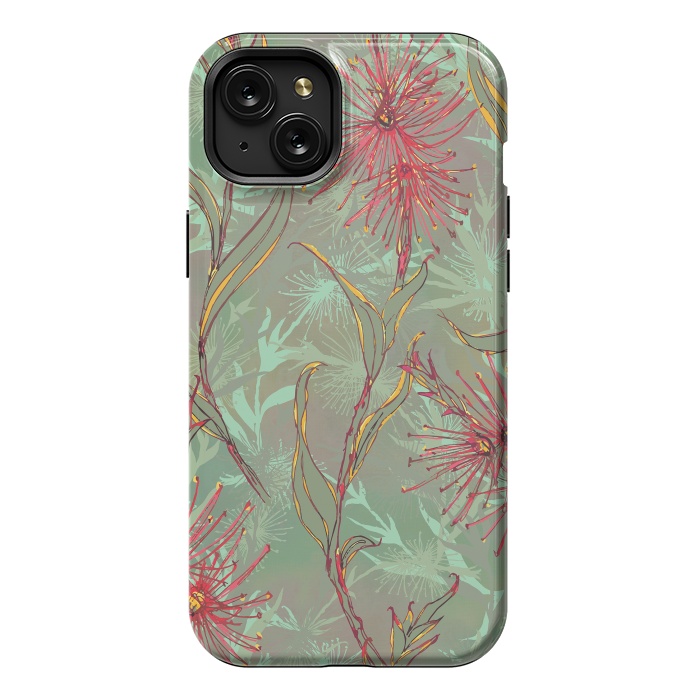 iPhone 15 Plus StrongFit Red Gum Flower by Lotti Brown