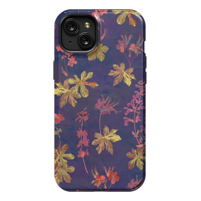 iPhone 15 Plus StrongFit Blue Geraniums by Lotti Brown