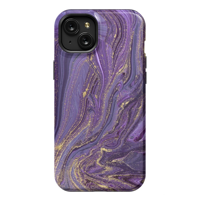 iPhone 15 Plus StrongFit Purple and Gold Marble by ArtsCase