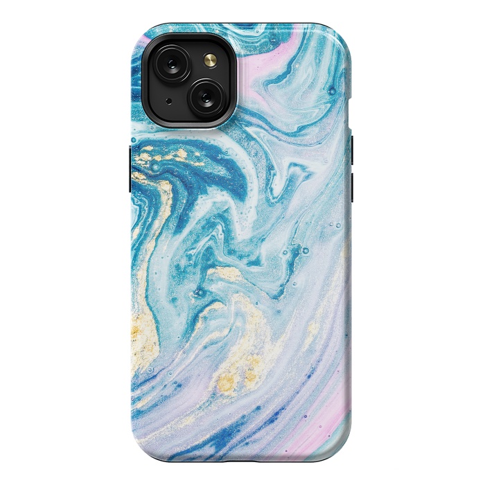 iPhone 15 Plus StrongFit Pink and Blue Marble by ArtsCase