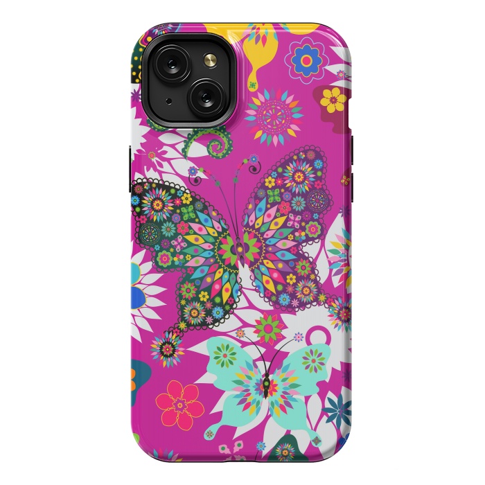 iPhone 15 Plus StrongFit Colorful Butterflies In Spring by ArtsCase