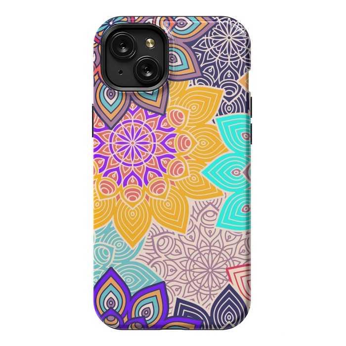 iPhone 15 Plus StrongFit Repeated Tropical Mandalas by ArtsCase