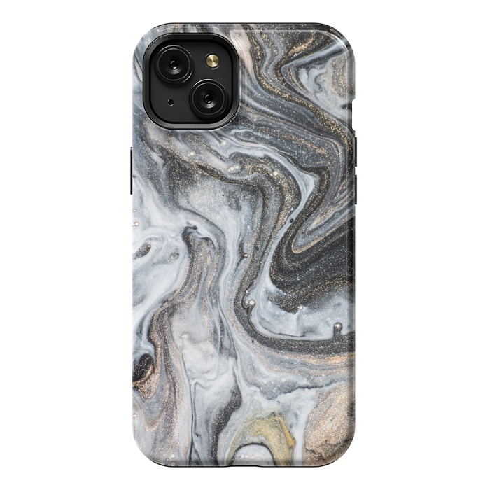 iPhone 15 Plus StrongFit Black and Gold Marble by ArtsCase