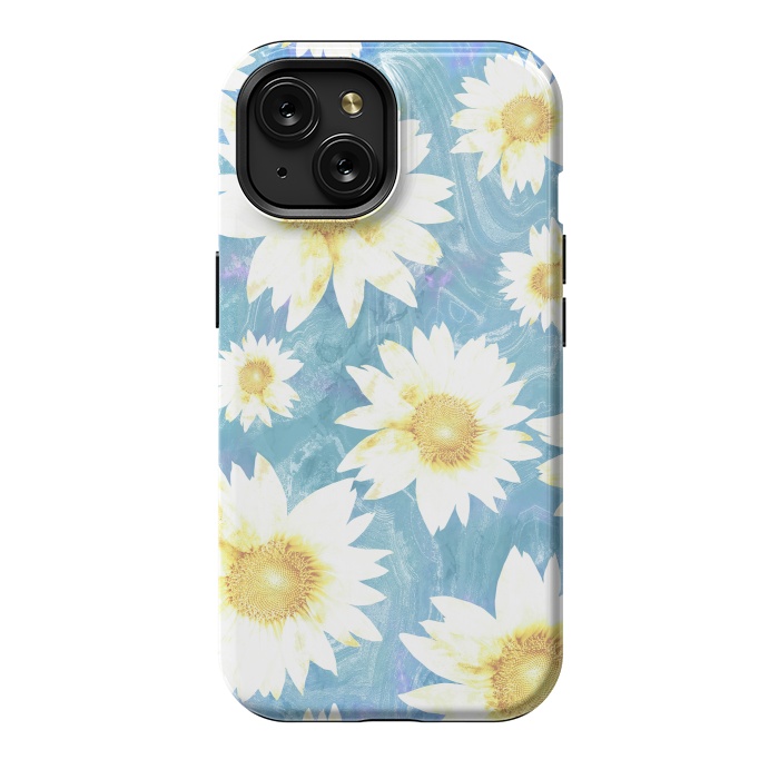 iPhone 15 StrongFit Pastel sunflowers and blue  pattern by Oana 
