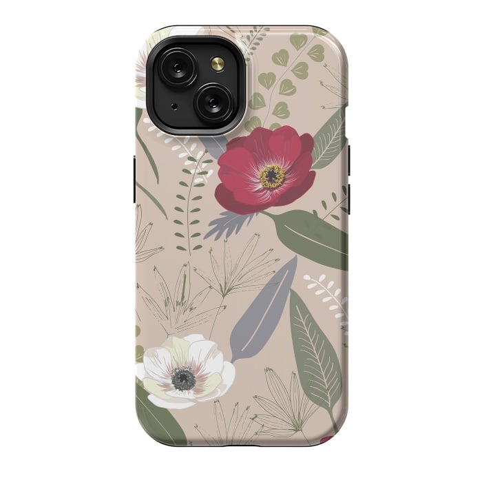 iPhone 15 StrongFit Anemones Pattern by Anis Illustration