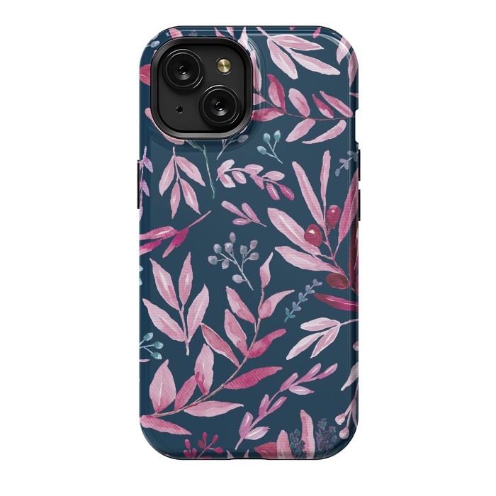 iPhone 15 StrongFit Eucalyptus blue and pink by Anis Illustration
