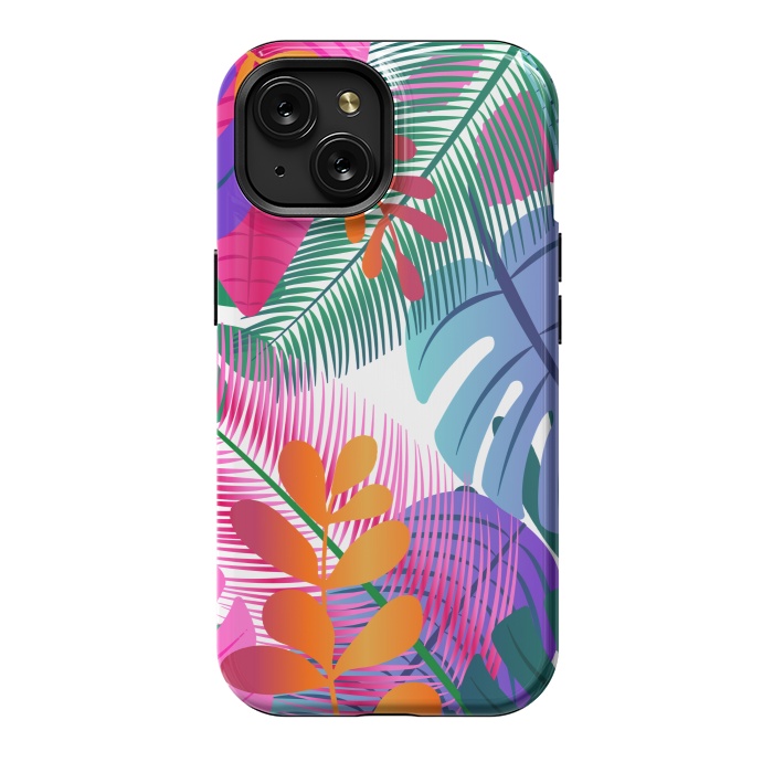 iPhone 15 StrongFit tropical leaves pattern by MALLIKA