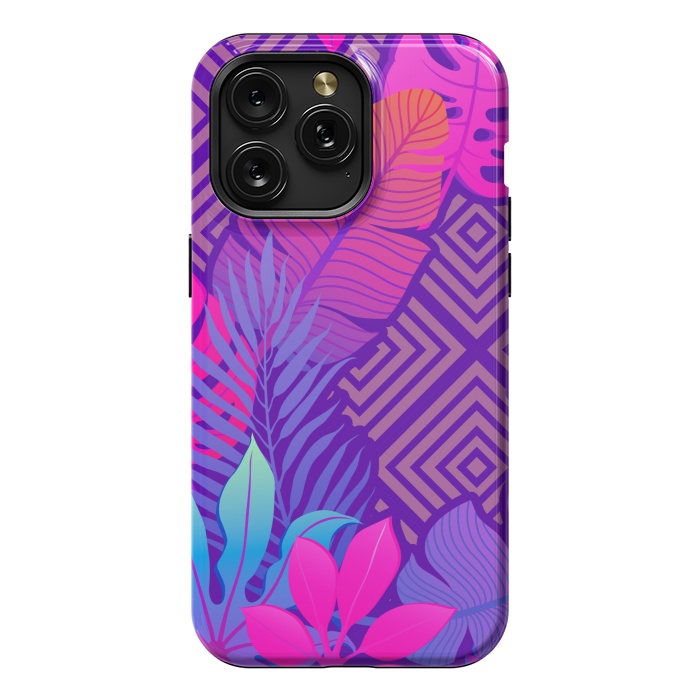 iPhone 15 Pro Max StrongFit Tropical Lines And Leaves Patterns by ArtsCase