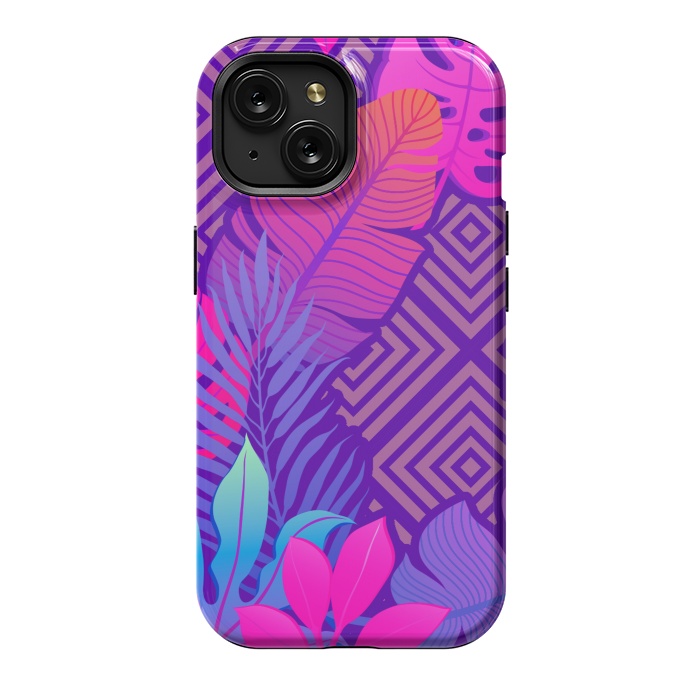 iPhone 15 StrongFit Tropical Lines And Leaves Patterns by ArtsCase