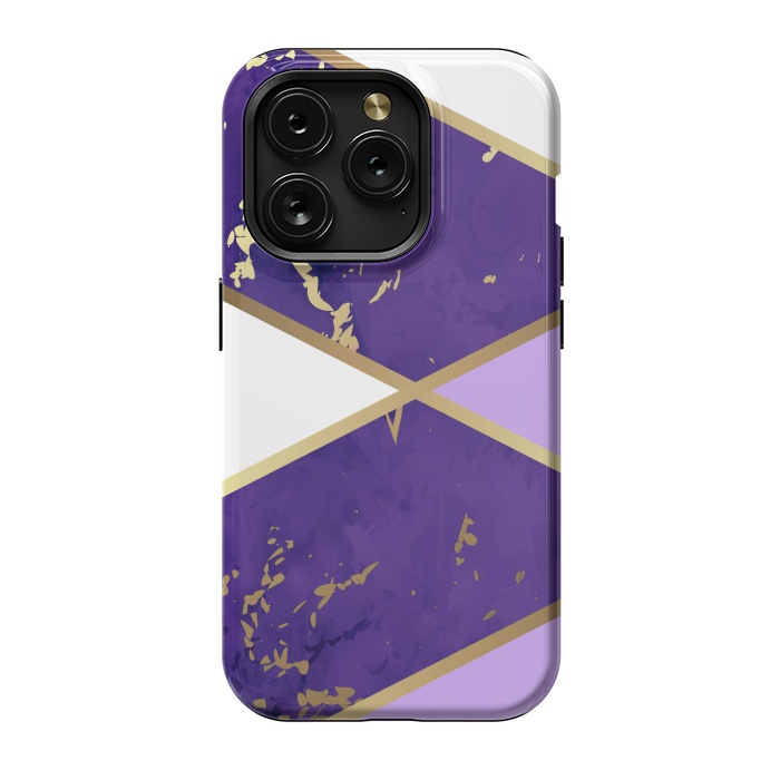 iPhone 15 Pro StrongFit Geometric Purple Marble by ArtsCase
