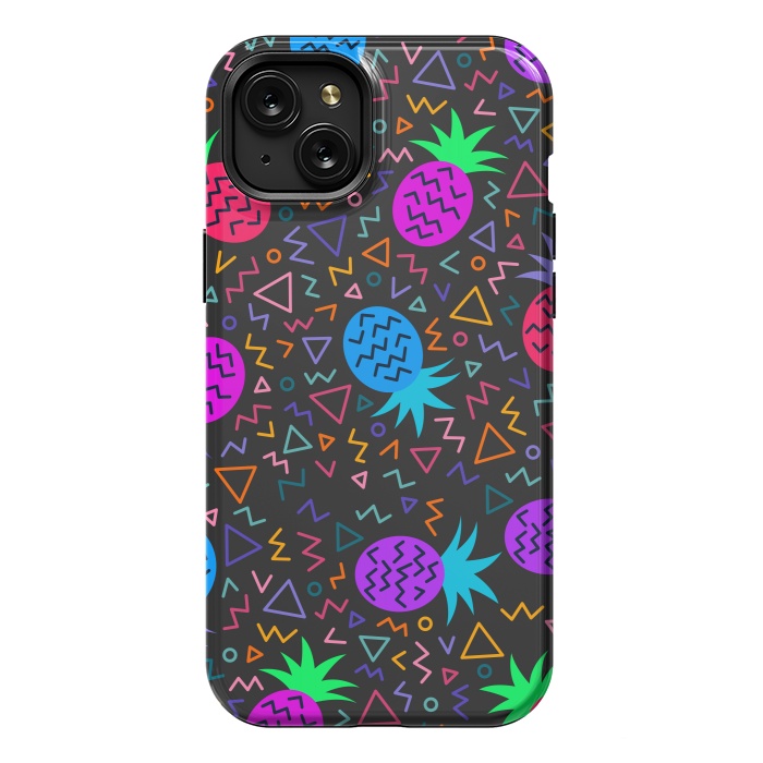 iPhone 15 Plus StrongFit pineapples in neon for summer by ArtsCase