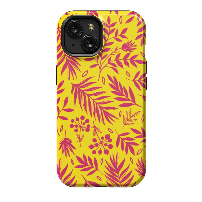 iPhone 15 StrongFit PINK YELLOW FLORAL PATTERN by MALLIKA