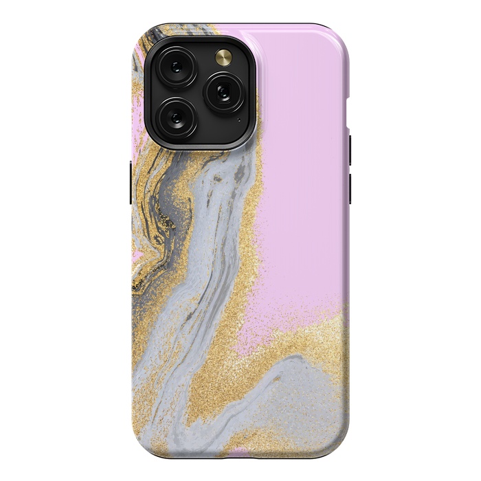 iPhone 15 Pro Max StrongFit Black and golden liquid marble texture by ArtsCase