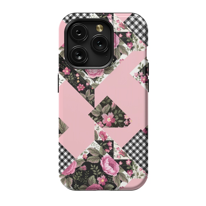 iPhone 15 Pro StrongFit elegant roses with pink background by ArtsCase