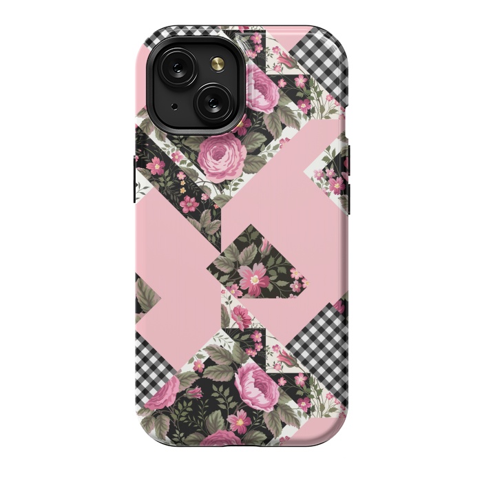 iPhone 15 StrongFit elegant roses with pink background by ArtsCase
